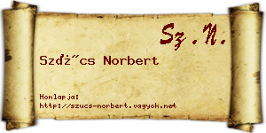Szűcs Norbert névjegykártya