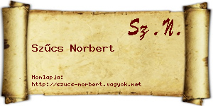 Szűcs Norbert névjegykártya